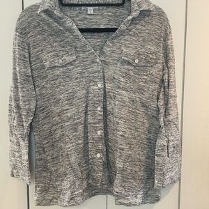 James Perse Heathered Gray Button-Down Shirt
